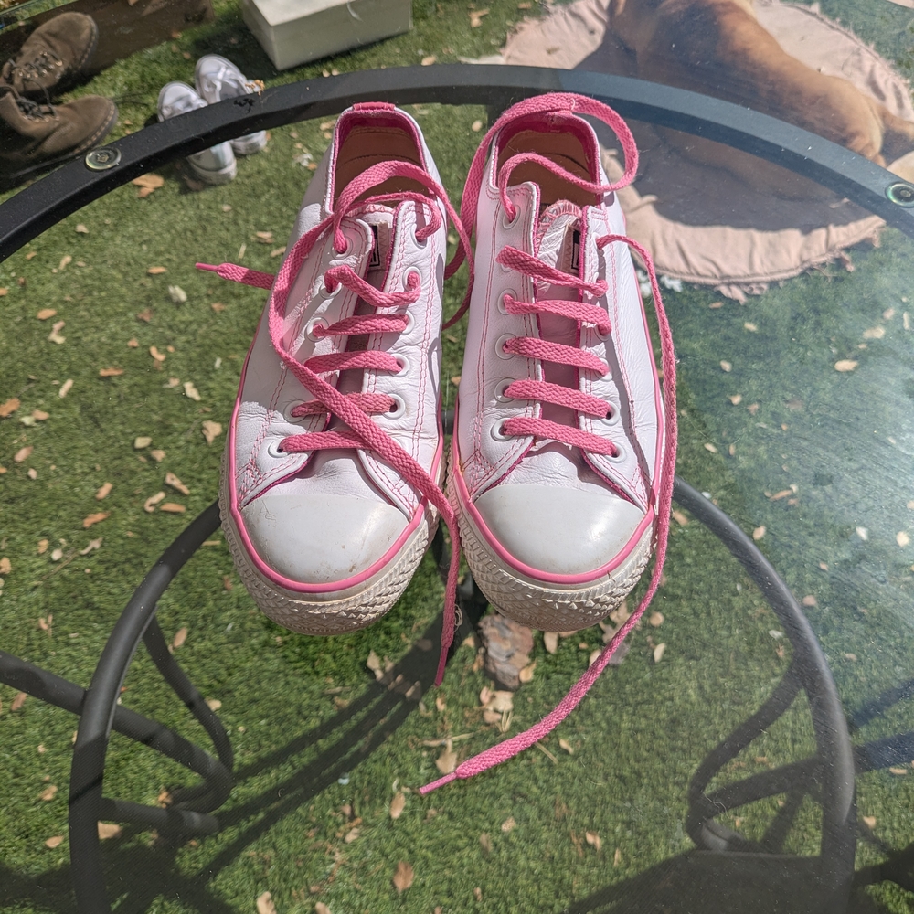 Converse Pink and White Canvas Sneakers